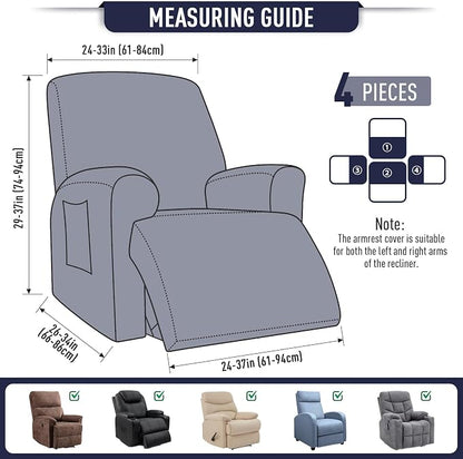 TAOCOCO Recliner Cover 4-Pieces, Recliner Stretch Sofa Slipcover, Recliner - Image 5