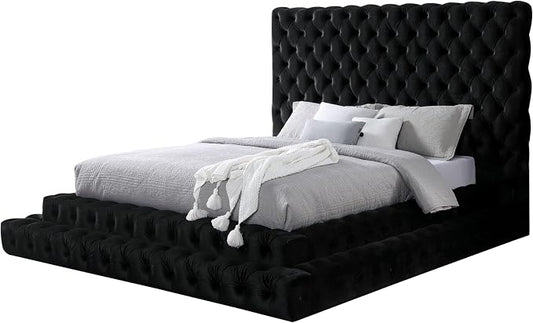 Furniture of America Sable Fabric Upholstered Step Up Queen-Size Platform Bed by FurnitureofAmerica