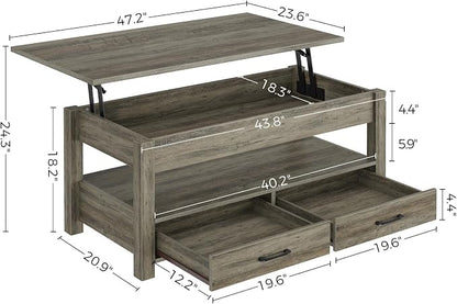Rolanstar Coffee Table, 47.2" Lift Top Coffee Table - Image 3