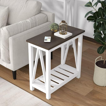ChooChoo Farmhouse End Table Set of 2, Rustic Vintage Narrow End Side Table - Image 6