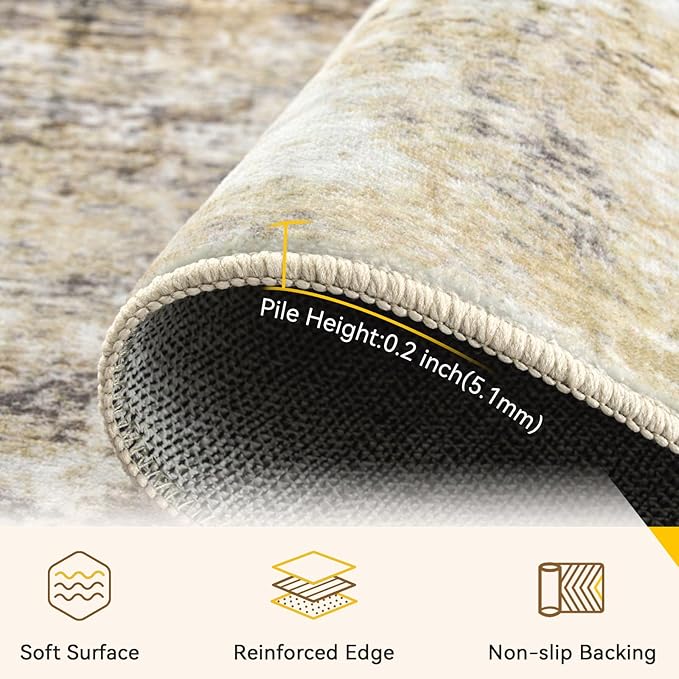 RELEANY Washable Area Rugs 6'x9' Non-Slip Modern Abstract Soft - Image 4