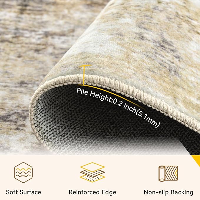 RELEANY Washable Area Rugs 8'x10' Non-Slip Modern Abstract Soft - Image 4