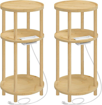 HOOBRO Set of 2 Small Round Side Tables by HOOBRO