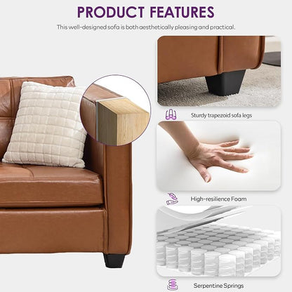 TYBOATLE Brown Leather Sofa Couch Sectional Couches - Image 9