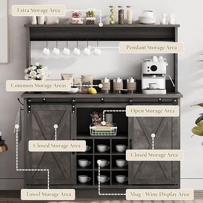 4ever2buy Farmhouse Coffee Bar Cabinet - Image 7