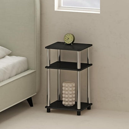 Furinno Just 3-Tier Turn-N-Tube Open Storage Nightstand, Stainless Steel Tubes - Image 4