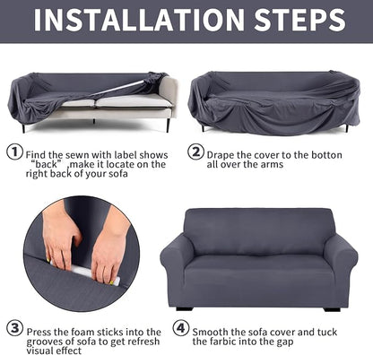 Peryiter 2 Pcs Sofa Covers Couch and Loveseat Covers Set Stretch Sofa Slipcover - Image 3