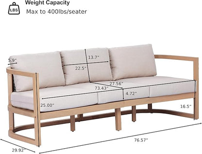 Merax 4 Piece Rattan Woven Paito Conversation Set, All-Weather Acacia Wood 3 - Image 6