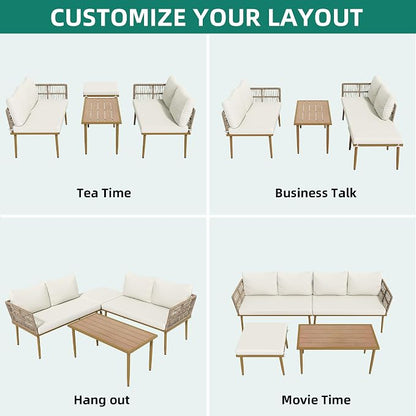 YITAHOME Patio Furniture Set, 6 Pieces Outdoor Rattan Woven Sectional Sofa - Image 4