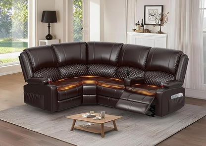 Yolsali Manual Reclining Sectional Sofa Set, 4 Seats Soft Leather Recliner by SavortheHappyMoments