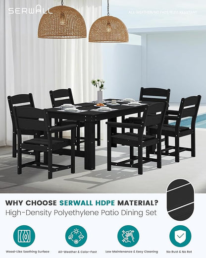 SERWALL Outdoor Dining Table Set, 67‘’ HDPE Patio Dining Set - Image 3