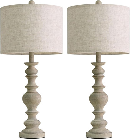 BOBOMOMO 27" Antique Gray Table Lamps Set of 2, Large Farmhouse Resin Lamps - Image 8