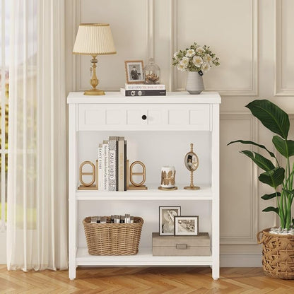 FATORRI Small Bookcase with Drawer, Wood and Metal Bookshelf - Image 7