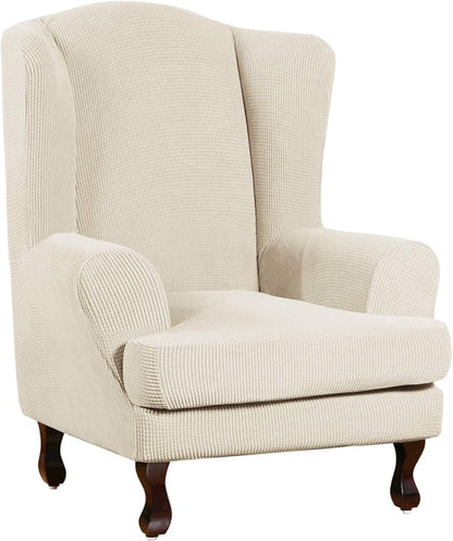 Turquoize Wingback Chair Covers 2 Piece Wing Chair Slipcover Stretch Slipcovers by Turquoize