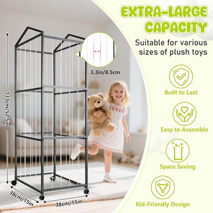 NomNest Stuffed Animal Storage Zoo, Large Metal Plushies Organizer, Heavy Duty - Image 2