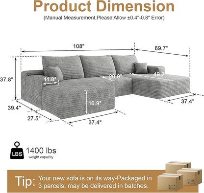 AUGOP 108" Sectional Couches for Living Room Modern Modular Sofa - Image 2
