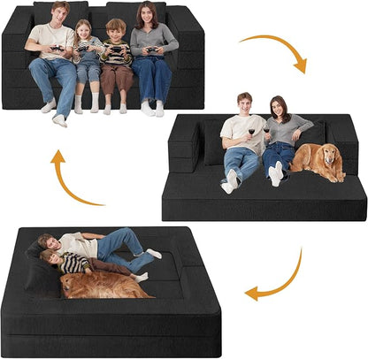Futon Sofa Bed with Pillow, 3-in-1 Sleeper Sofa Bed with Removable Cover - Image 4