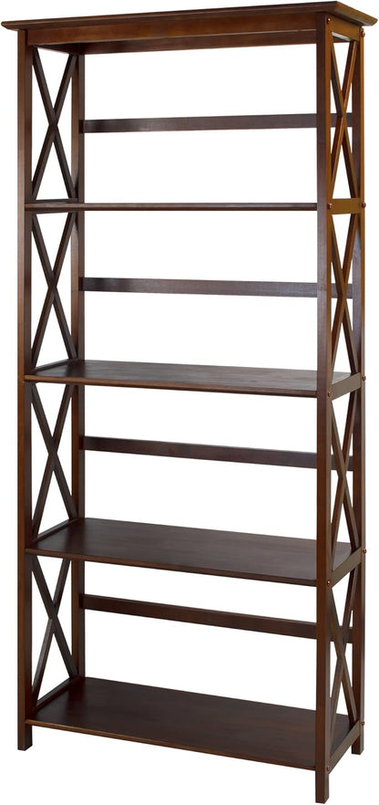 Montego 5-Shelf Bookcase-Walnut by CasualHome