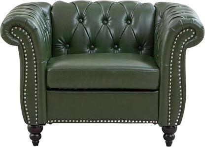 Mid-Century 2 Seater Sofa, Faux Leather Loveseat - Image 6