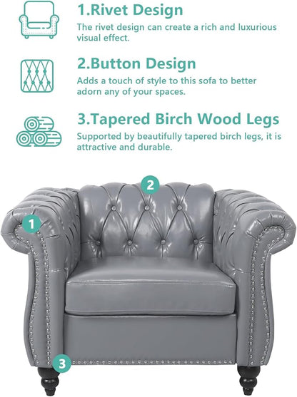 QHITTY 2 Piece Living Room Set, Sectional Chesterfield Sofa Chair Contemporary - Image 3
