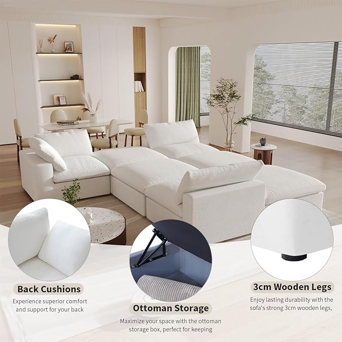 Cloud Modular Sectional Sofa Couch, 4 Seater Sofa - Image 4
