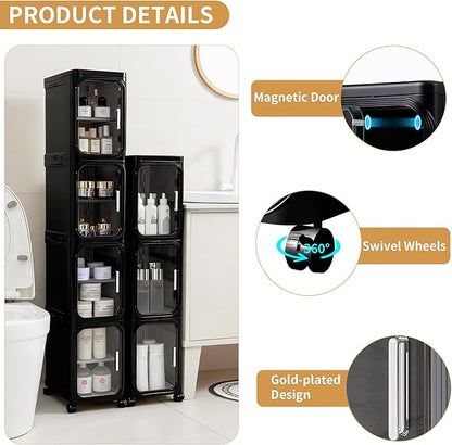 3-Tier Tall Narrow Storage Cabinet, Slim Bathroom Storage Cabinet - Image 4