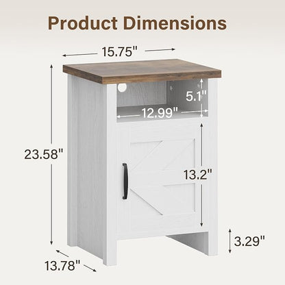 JUMMICO Farmhouse Nightstand, Modern Bedside Table - Image 6