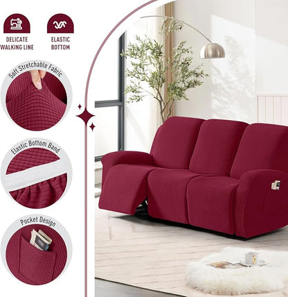 TAOCOCO Recliner Sofa Covers 8-Pieces Stretch Large Couch Covers - Image 3