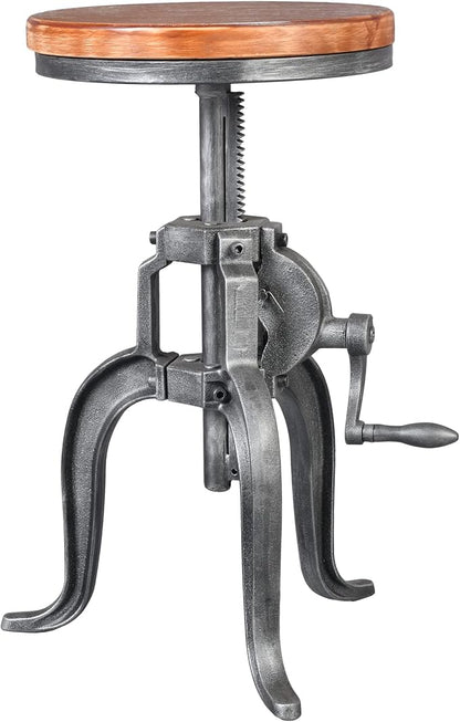 Topower Antique Industrial DIY Crank Stool Cast Iron Three-Legged Chair Bar - Image 3