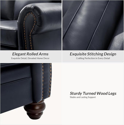 60" Wide Genuine Leather Chesterfield Loveseat, 2 Seat Leather Sofa - Image 7