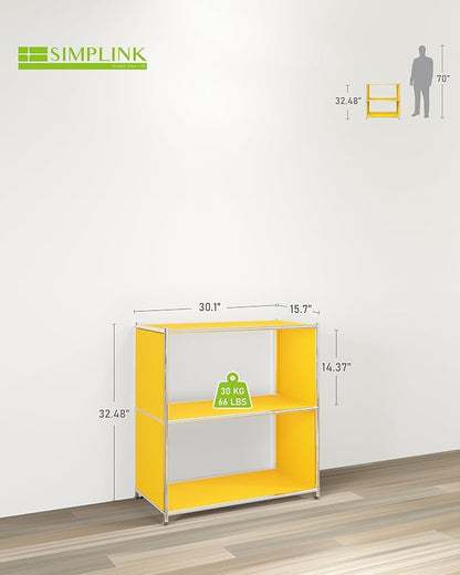 32-Inch 2-Tier Metal Bookcase, Open Shelf Storage Organizer - Image 3