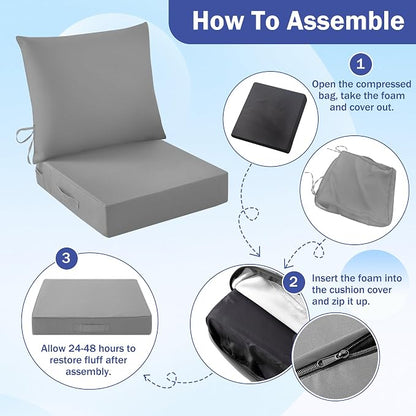 IASEAHK Outdoor Seat Cushion Set, Waterproof & Fade Resistant Patio Chair - Image 8