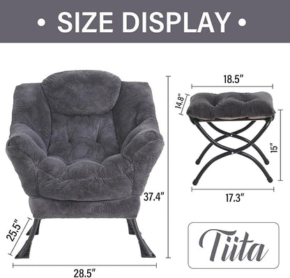 Tiita Lazy Chair with Ottoman, Modern Large Accent Lounge Chair, Leisure Sofa - Image 4