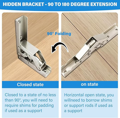 2 Pack Locking Hinge 0°-90°-180°, Folding Table Brackets, Heavy Duty Folding - Image 5