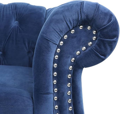AVZEAR 3 seat Sofa, Velvet Living Room Large Sofa Modern Chesterfield Fabric - Image 7