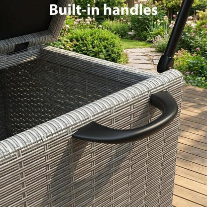GarveeLife Medium Outdoor Wicker Storage Box, PE Rattan Patio Storage Chest - Image 3