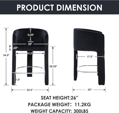 HNY Modern Counter Height Bar Stools Set of 2, Upholstered Barstools - Image 2