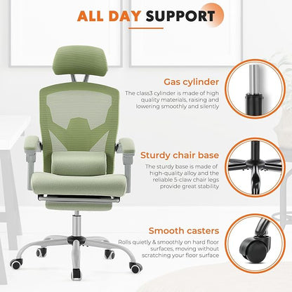 Sweetcrispy Office Computer Desk Chair, Ergonomic High-Back Mesh Rolling Work - Image 7
