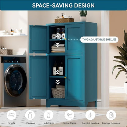 Bevivog Bathroom Floor Storage Cabinet, Metal Accent Cabinets - Image 5
