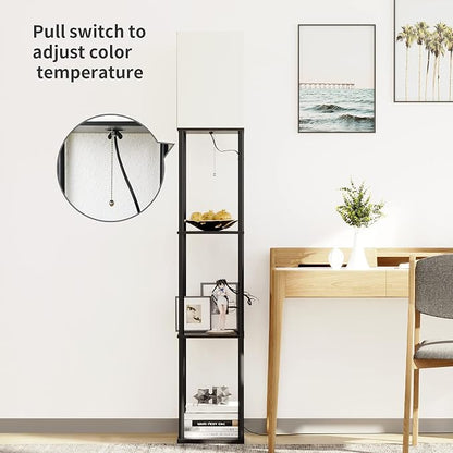 SUNMORY Floor Lamp with Shelves, Modern Square Standing Lamp with 3 Color - Image 8