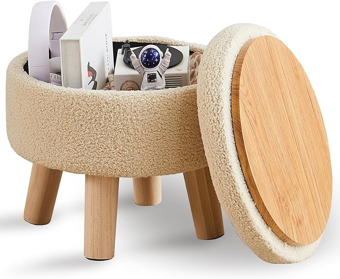 Wimarsbon Storage Ottoman, Modern Round Footrest by Wimarsbon