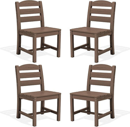 SERWALL Outdoor Armless Dining Chairs Set of 4, All-Weather HDPE Patio Dining by SERWALL