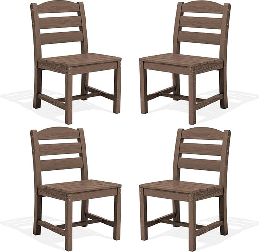 SERWALL Outdoor Armless Dining Chairs Set of 4, All-Weather HDPE Patio Dining by SERWALL