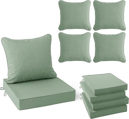 Summsun Outdoor Cushions for Patio Furniture, Faux Linen Water Resistant by SUMMSUN