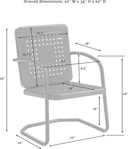 Crosley Furniture Bates 2-Piece Outdoor Chair Set, Retro Metal Patio Chairs - Image 3