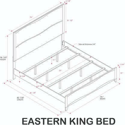 Kings Brand Furniture Brielle 6-Piece King Bedroom Set – Modern Wood Bed Frame - Image 8