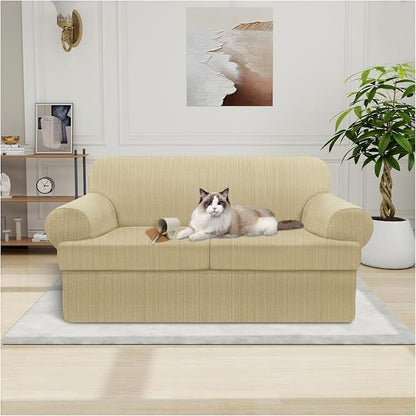 Waterproof Loveseat Cover 3-Piece Set Striped Slipcover by Pfrstuv