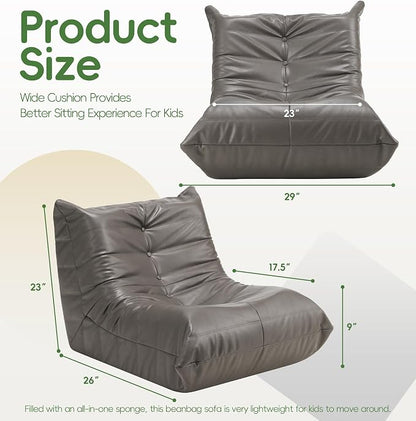 Hobestluk Small Bean Bag Chair Leather Beanbag Lazy Floor Sofa Bean Bags - Image 2