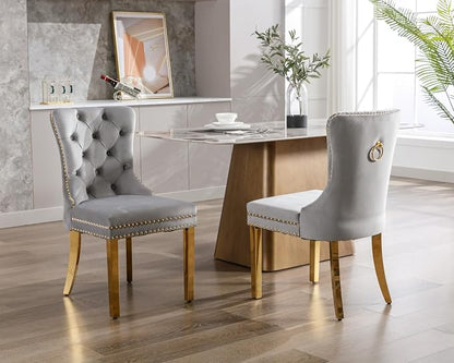 KCC Velvet Dining Chairs Set of 2, Upholstered High-end Tufted Dining Chair - Image 10