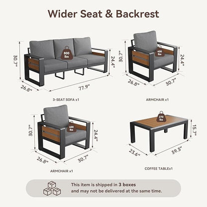 Aoxun Aluminum Patio Furniture Set, 5 Seats Luxury Metal Patio Conversation Sets - Image 2
